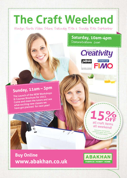 The Craft Weekend at North Wales Store, Saturday 15th & Sunday 16th September'