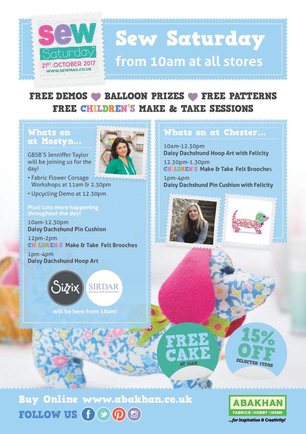 Sew Saturday at ALL stores Saturday 21st October