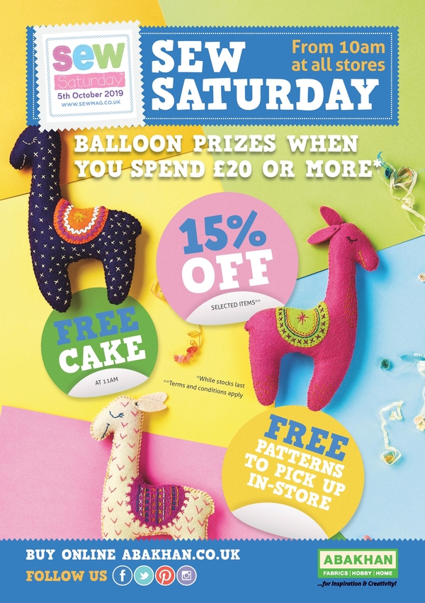 Sew Saturday - 5th October at all stores!