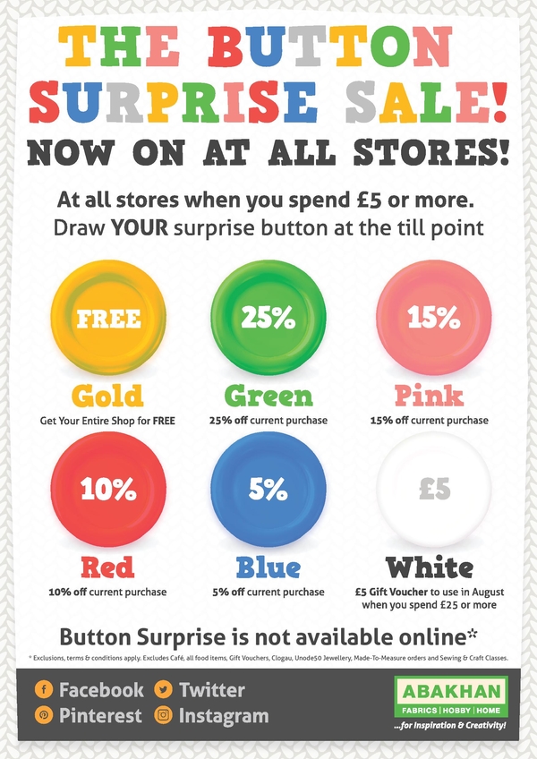 The Button Surprise Sale is back at all stores!