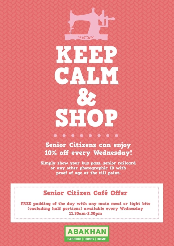 10% off every Wednesday for over 60's