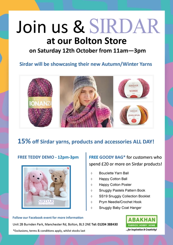 A Day with Sirdar at Bolton on Saturday 12th October