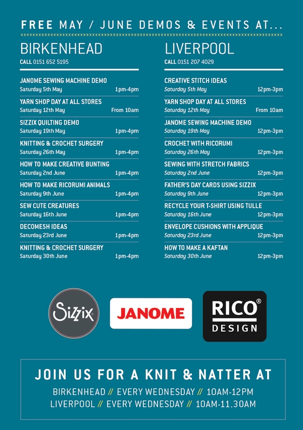 Free demonstrations at Liverpool & Birkenhead during May & June 2018