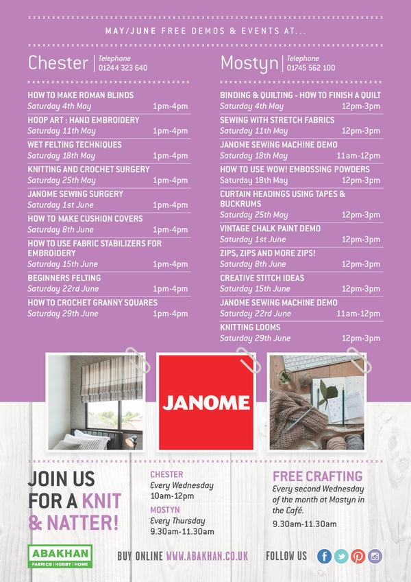 FREE demonstrations at Mostyn & Chester during May & June 2019