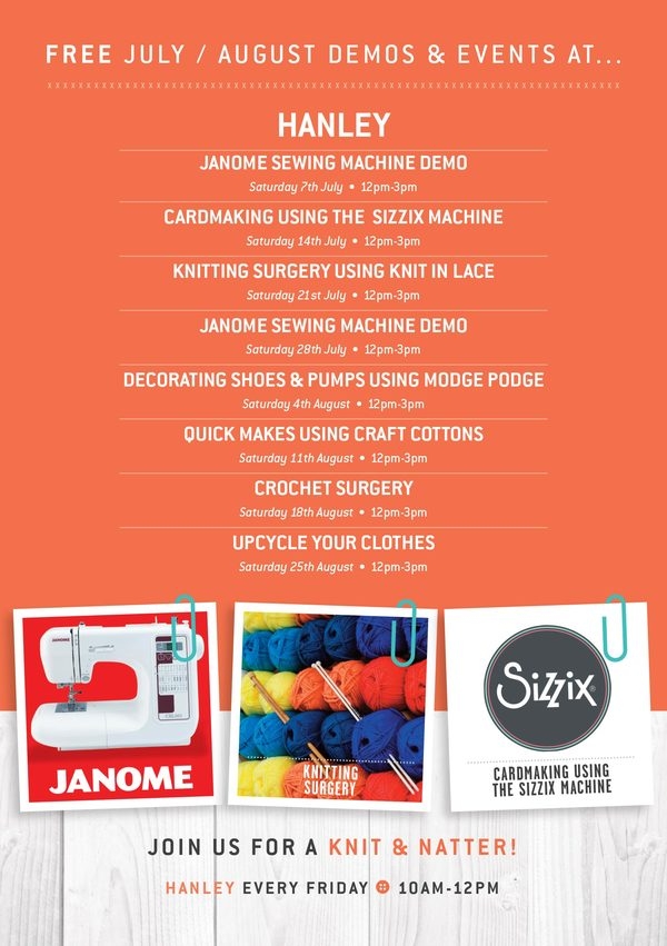Free demonstrations at Hanley during May & June 2018