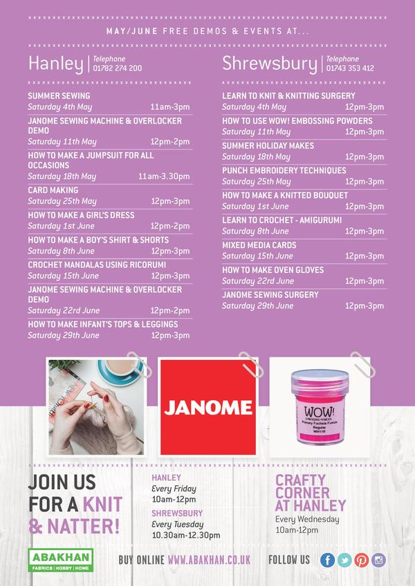 Free demonstrations at Hanley & Shrewsbury May & June 2019