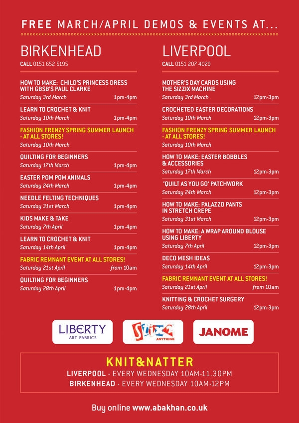 Free demonstrations at Liverpool & Birkenhead during March & April 2018