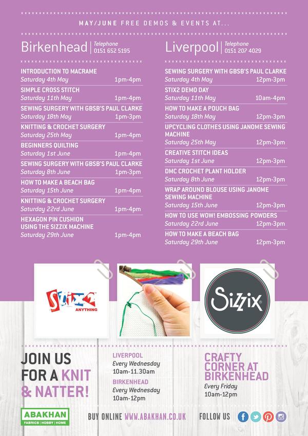 FREE demonstrations at Liverpool & Birkenhead during May & June 2019