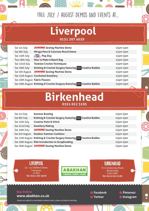 Free demonstrations at Liverpool & Birkehead during July & August