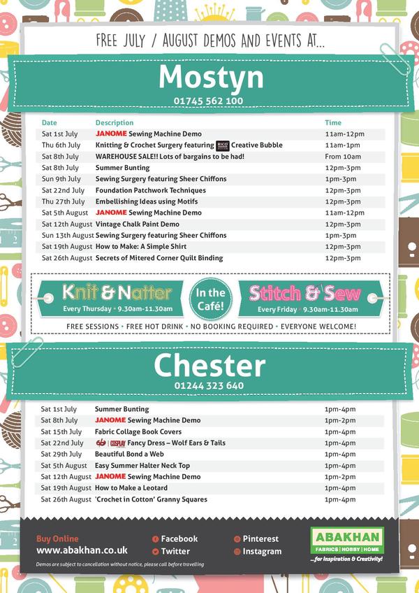 Free demonstrations at Mostyn & Chester during July & August