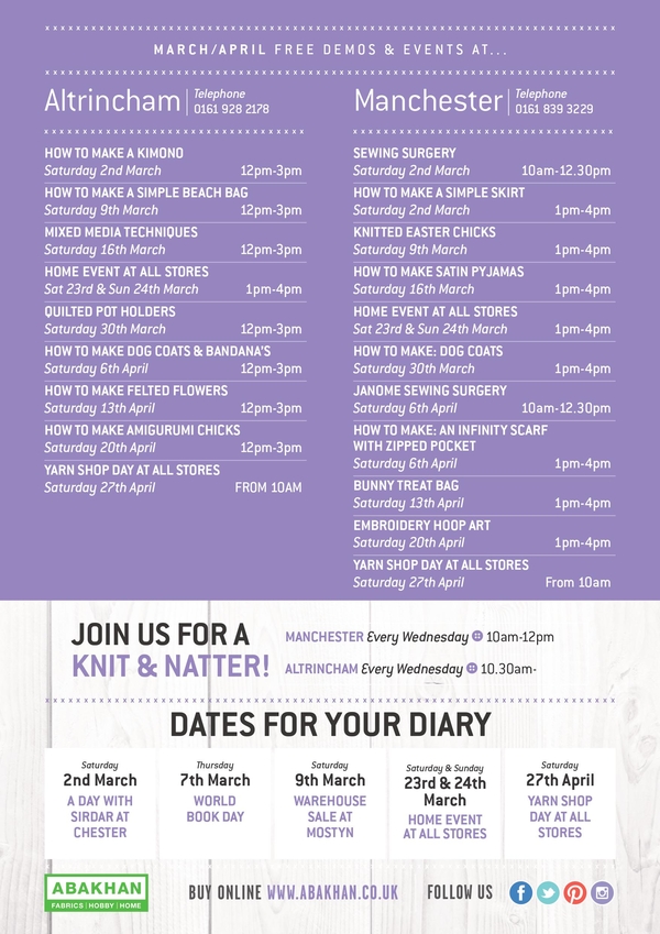 Free demonstrations at Manchester & Altrincham during March & April 2019