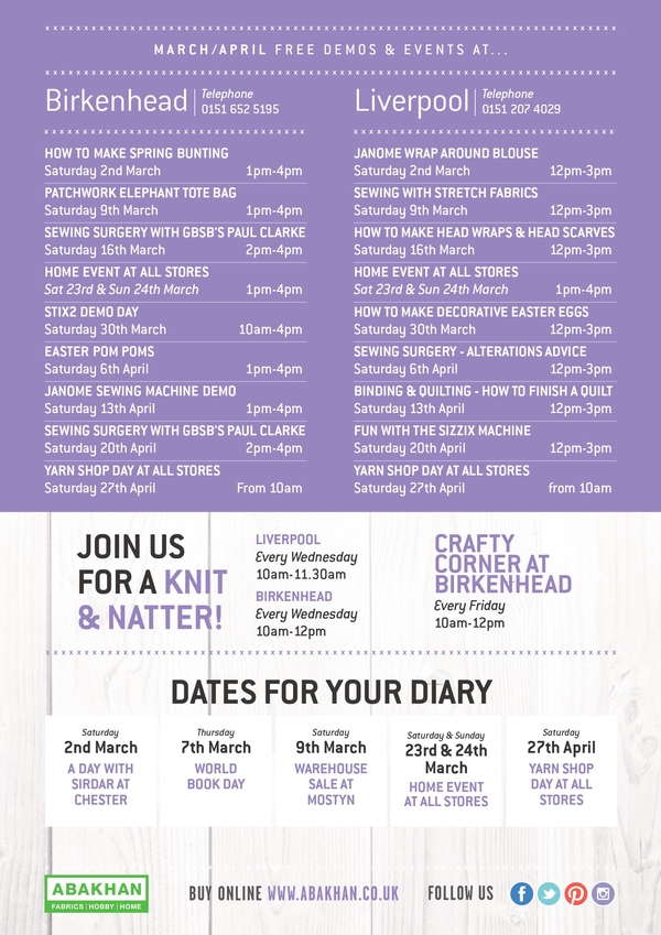 FREE demonstrations at Liverpool & Birkenhead during March & April 2019