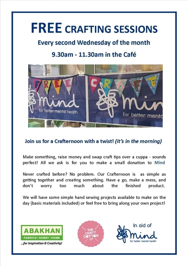 Join us for a Crafternoon every second Wednesday of the Month at Mostyn