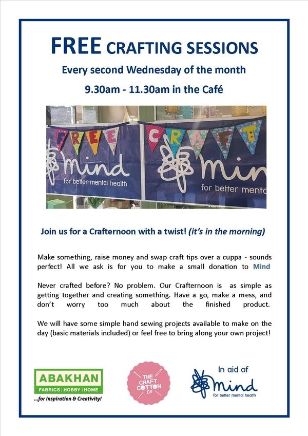 Join us for a Crafternoon every second Wednesday of the Month at Mostyn