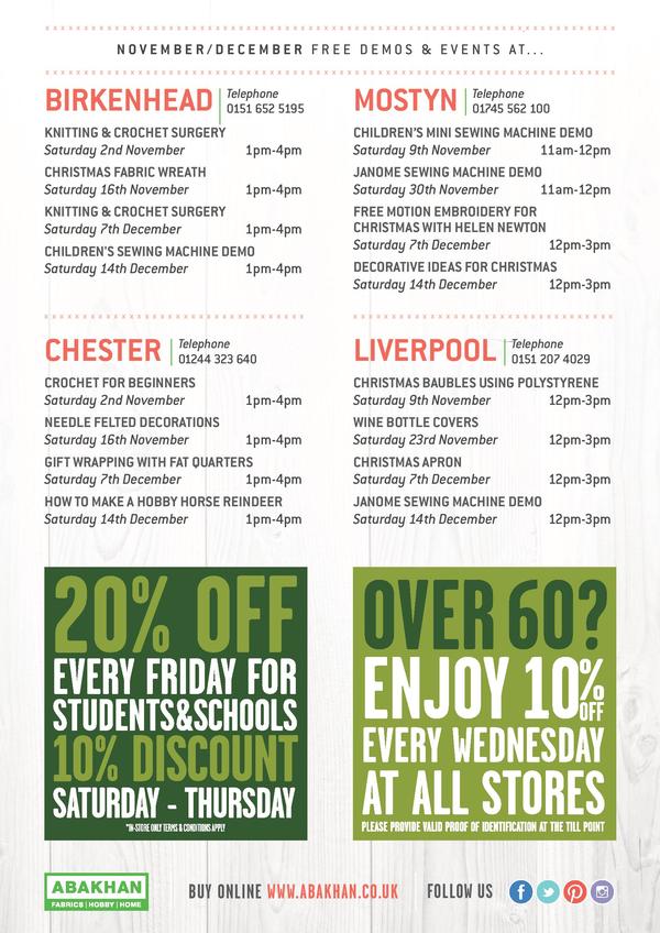 FREE demos November & December at all stores