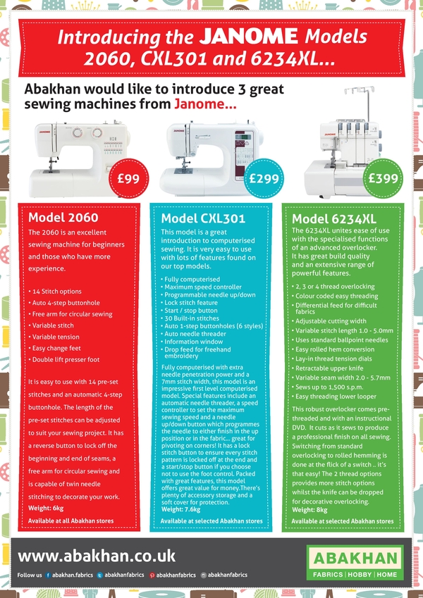 Janome Sewing Machines now at all stores