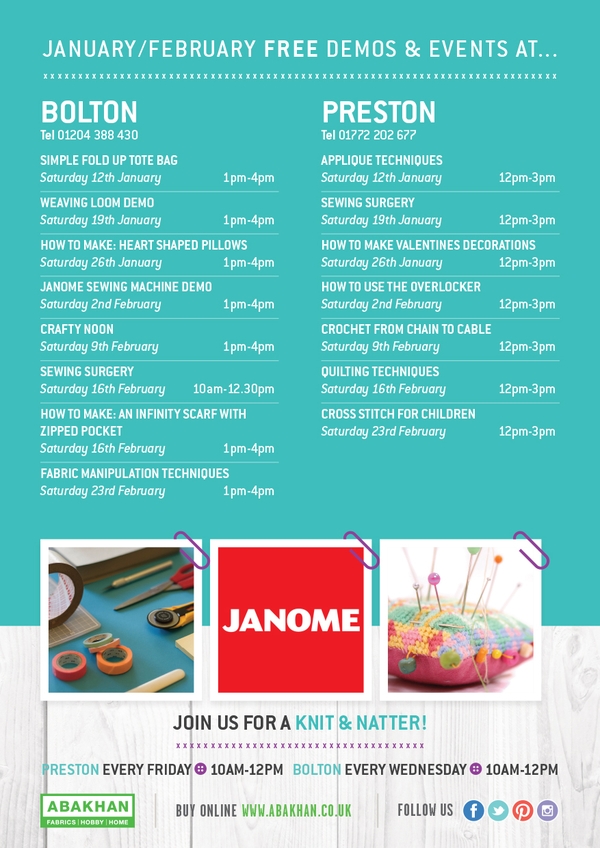 FREE demonstrations at Preston & Bolton during January & February 2019
