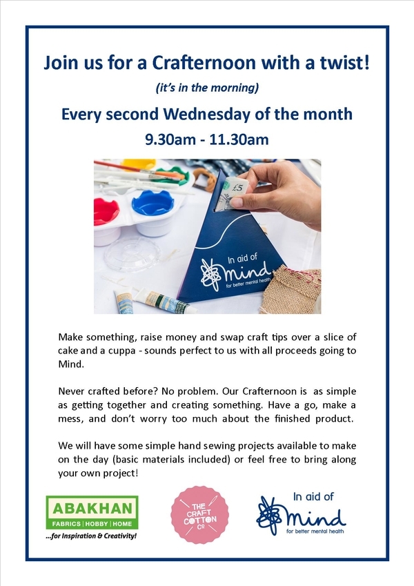 Join us for a Crafternoon every second Wednesday of the Month at Mostyn