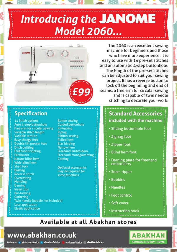 Janome Sewing Machines now at all stores